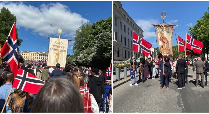 Oslo Handelsgymnasium går i 17. mai-toget.