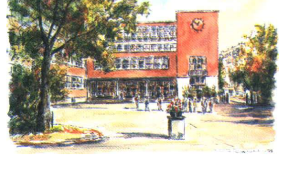 Akvarell av skolen